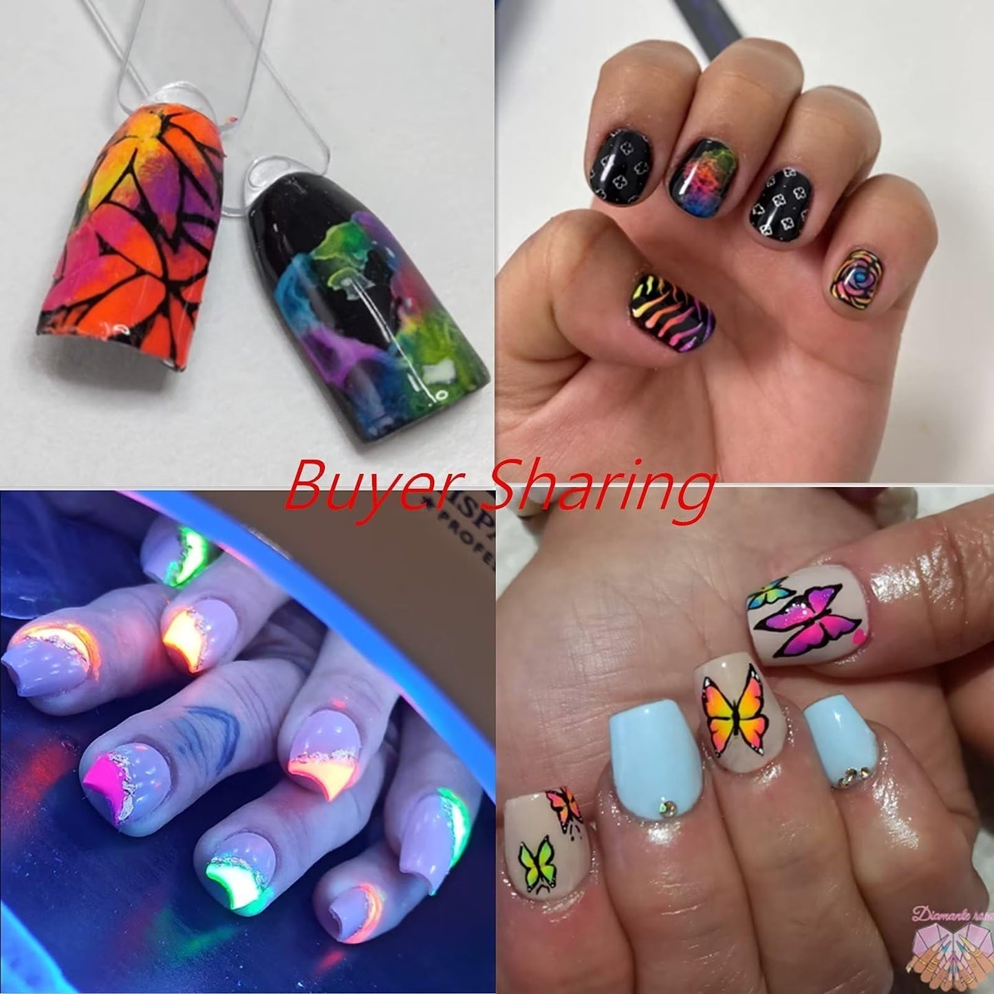 BISHENGYF Pigment Nail Powder Fluorescence Pigment Ultrafine Glitter Powder Nail Pigments Dust Nail Glitter Gradient Iridescent Nail Art Decoration