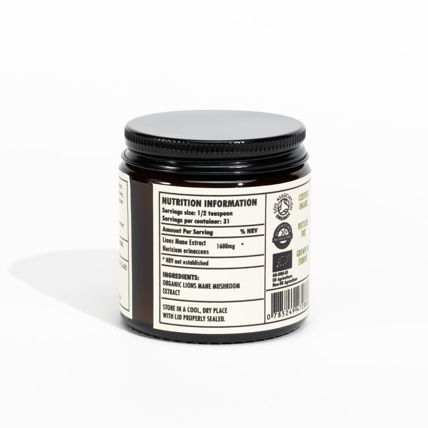 Hirsch Organic Lions Mane High Strength Extract Powder - Organically Grown in The EU - Non-GMO - No Added Fillers