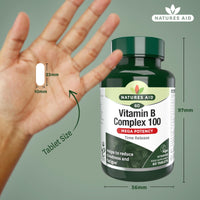 Natures Aid Vitamin B Complex 100mg – High Strength B Vitamins for Energy, Metabolism, Nervous System & Immune Support – Vegan, Gluten-Free, Non-GMO – Natural Supplement – 60 Tablets