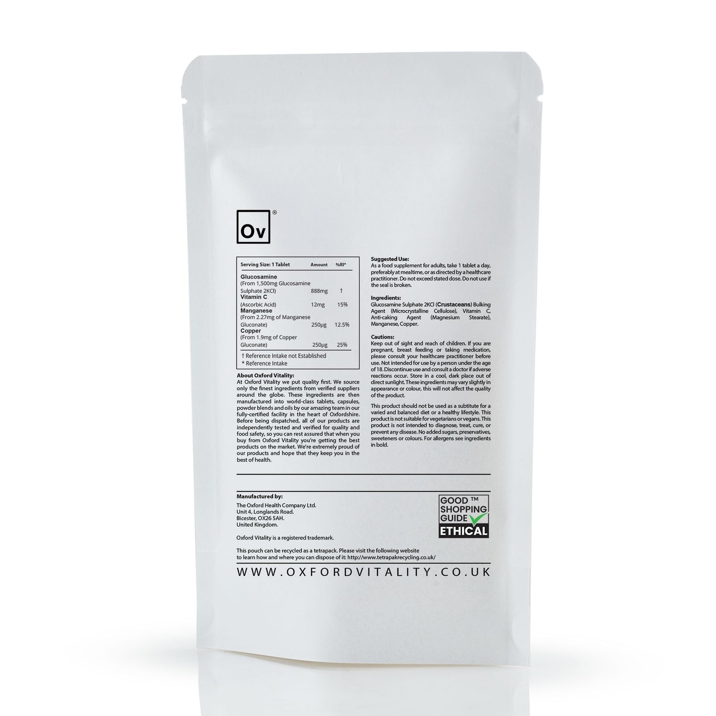 Ov OXFORD VITALITY Oxford Vitality | Glucosamine Tablets | Supplements for Joints