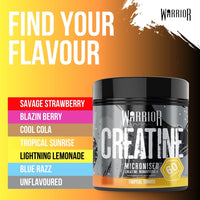 Warrior Creatine Monohydrate Powder 300g – Micronised – Proven to Improve Physical Performance and Recovery, 5g Servings (Tropical)