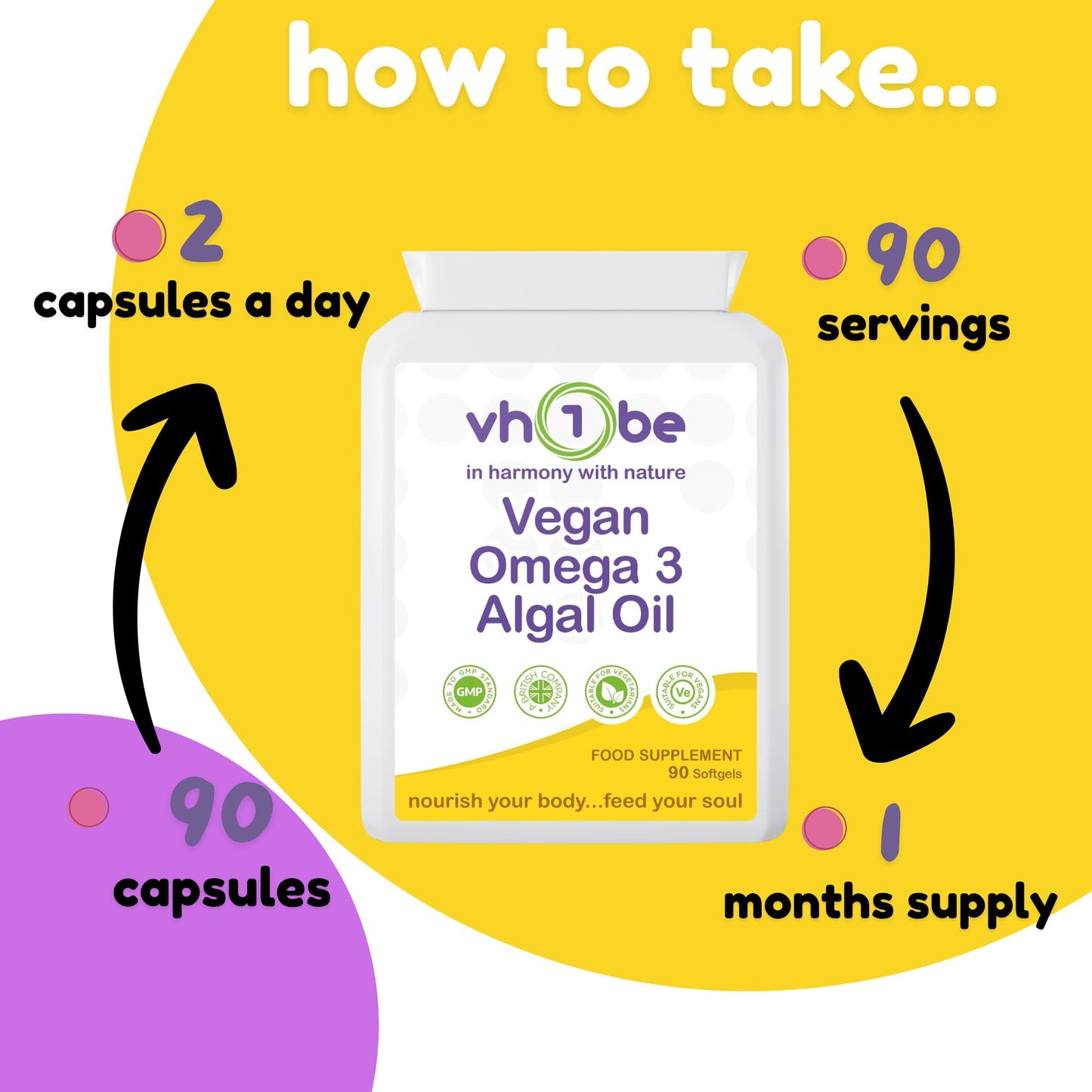 vh1be Vegan Omega 3 Algal Oil 90 Softgels