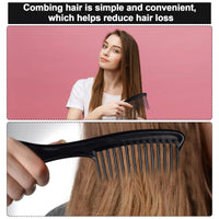 Bansusu 2 Pcs Afro Hair Comb Long Teeth Black Plastic for Long Curly