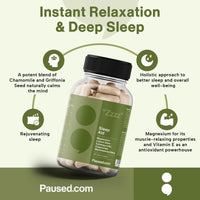 Paused Sleep Aid Supplement - 60 Capsules | 1 Month Supply Sleep Support with Magnesium, Chamomile & Ashwagandha for Natural, Fast & Quality Sleep | Vegan & Gluten-Free | UK