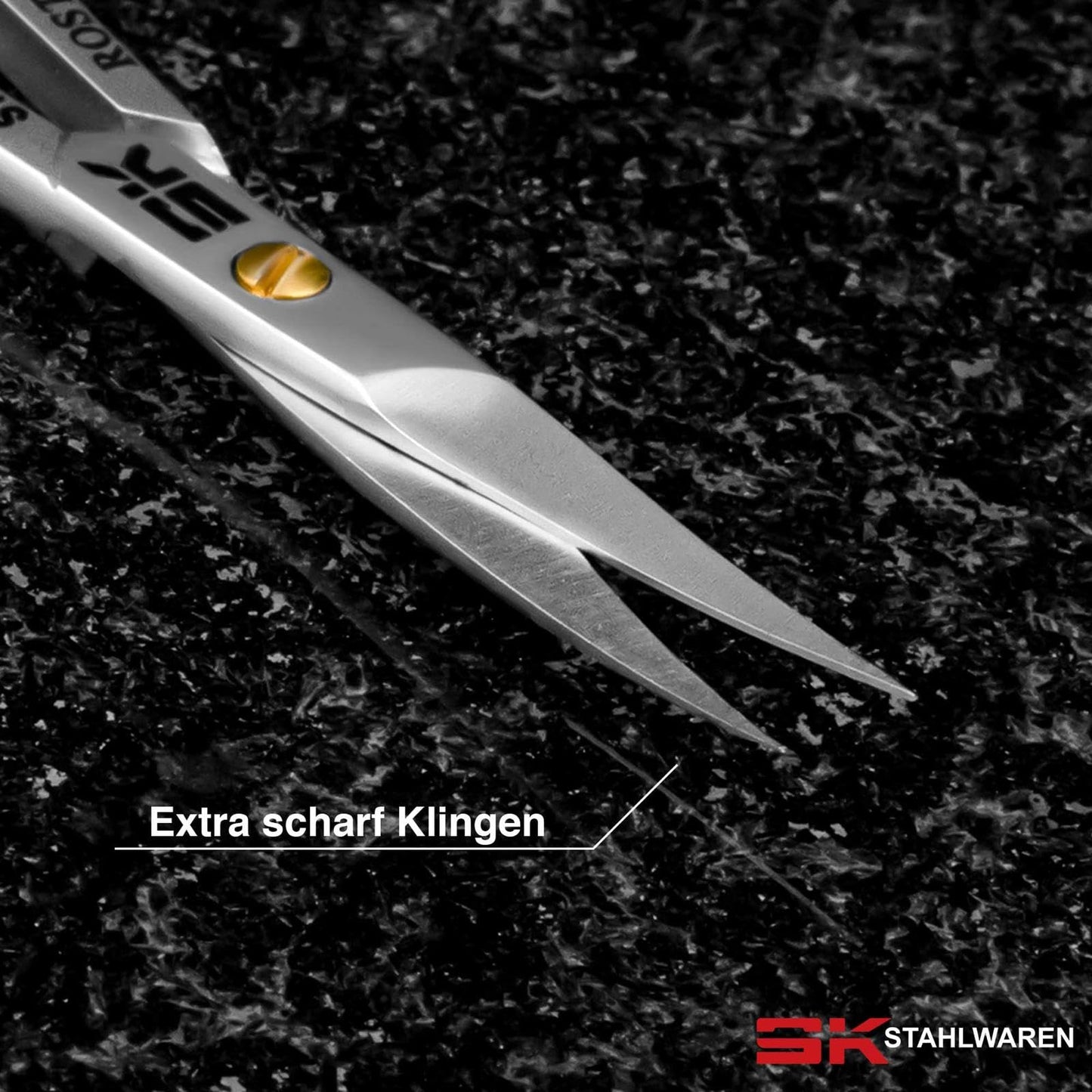 SK Stahlwaren SK STAHLWAREN Professional cuticle scissors, curved, extra sharp nail scissors. For precise removal of skin residues. Combination scissors.