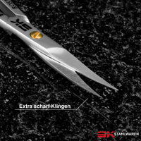 SK Stahlwaren SK STAHLWAREN Professional cuticle scissors, curved, extra sharp nail scissors. For precise removal of skin residues. Combination scissors.