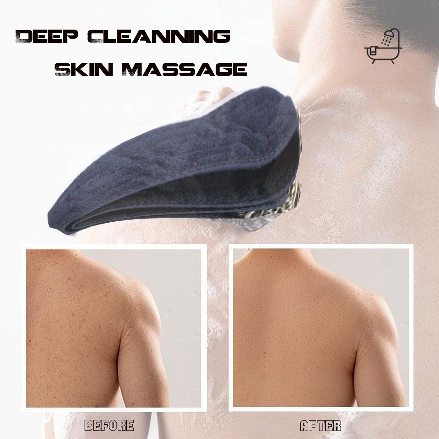 MUFEKUM Exfoliating Back Scrubber for Shower, 38.6" Double-Sided Back Scrub Washcloth with Handles Use in Shower, Body Exfoliator Bath Tool to Clean Your Body Deeply for Men Women Skin Care
