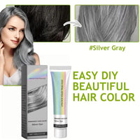 2PCS Metallic Silver Gray Hair Dye,2 In 1 Natural Essence Extract Silver Hair Dye,Silv/er Gray Natural Ha/ir Dye Cream,Perment Hair Color Silv/er Dye,Grey Semi-Permanent Hair Colour,Sil/ver Grey Colou