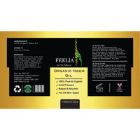 Feelia - Organic Neem Oil - Cold pressed, Rich in Vitamin E & Antioxidants, Repairs & Nourish, 100% Pure & Organic - 100ml