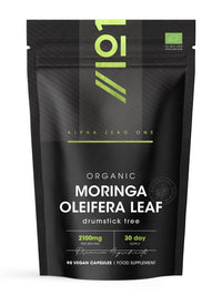 ALPHA01 Organic Moringa 2100mg - 90 Vegan Capsules - Raw Moringa Oleifera Leaf - Rich in Vitamins, Antioxidants & Amino Acid – Resealable and Recyclable Pouch – By Alpha01