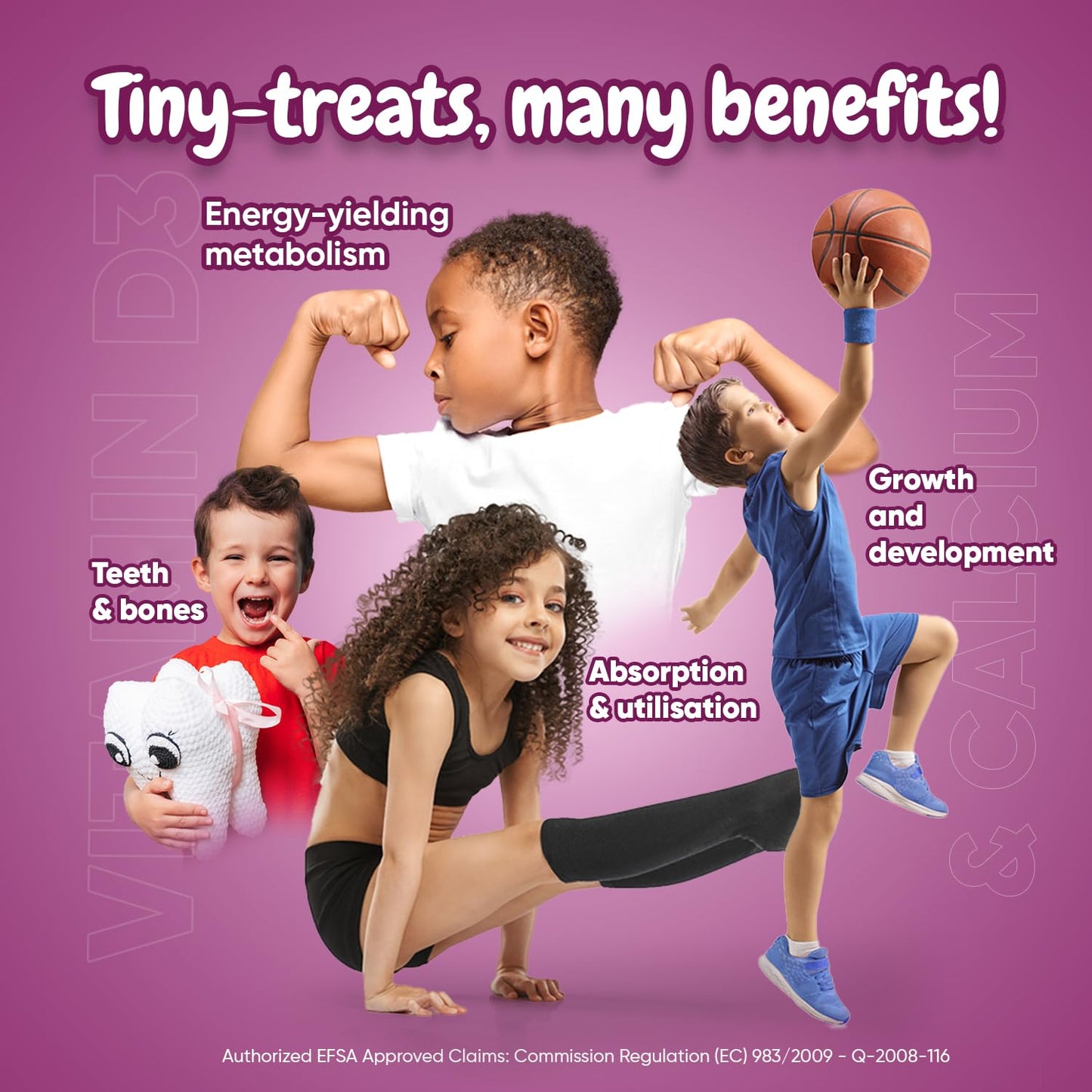 Calcium with Vitamin D3 Gummies for Kids - 90 Gummies - 45 Days Supply - Calcium & Vitamin D3 Gummies (not Calcium Tablets), Non-GMO, Vegetarian - Strawberry & Vanilla Flavoured Calcium & VIT D Gummy