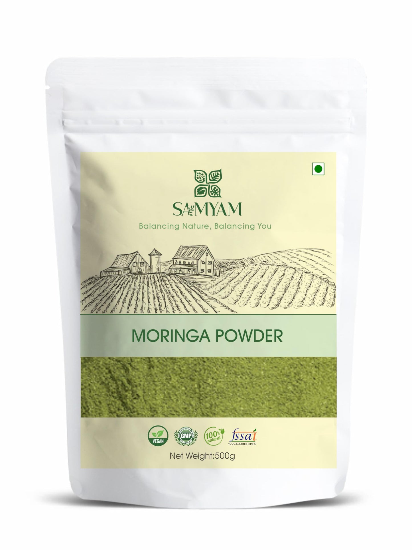 SAMYAM Moringa Leaves Powder - 500g Pack | Superfood Supplement, Plant-Based Nutrition