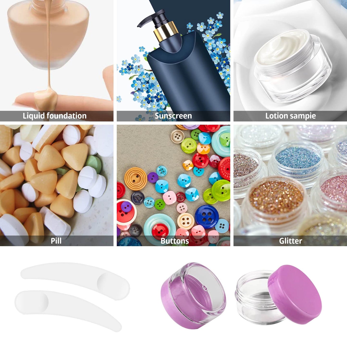 12 pcs 5 Gram/5ml Jars with 1 Mini Spatulas, Sample Pots, Mini Jars With Lids, Sample Containers Pots, For Samples, Eye Shadow Lip Balm, and Makeup (5ML, Pink)