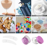 12 pcs 5 Gram/5ml Jars with 1 Mini Spatulas, Sample Pots, Mini Jars With Lids, Sample Containers Pots, For Samples, Eye Shadow Lip Balm, and Makeup (5ML, Pink)