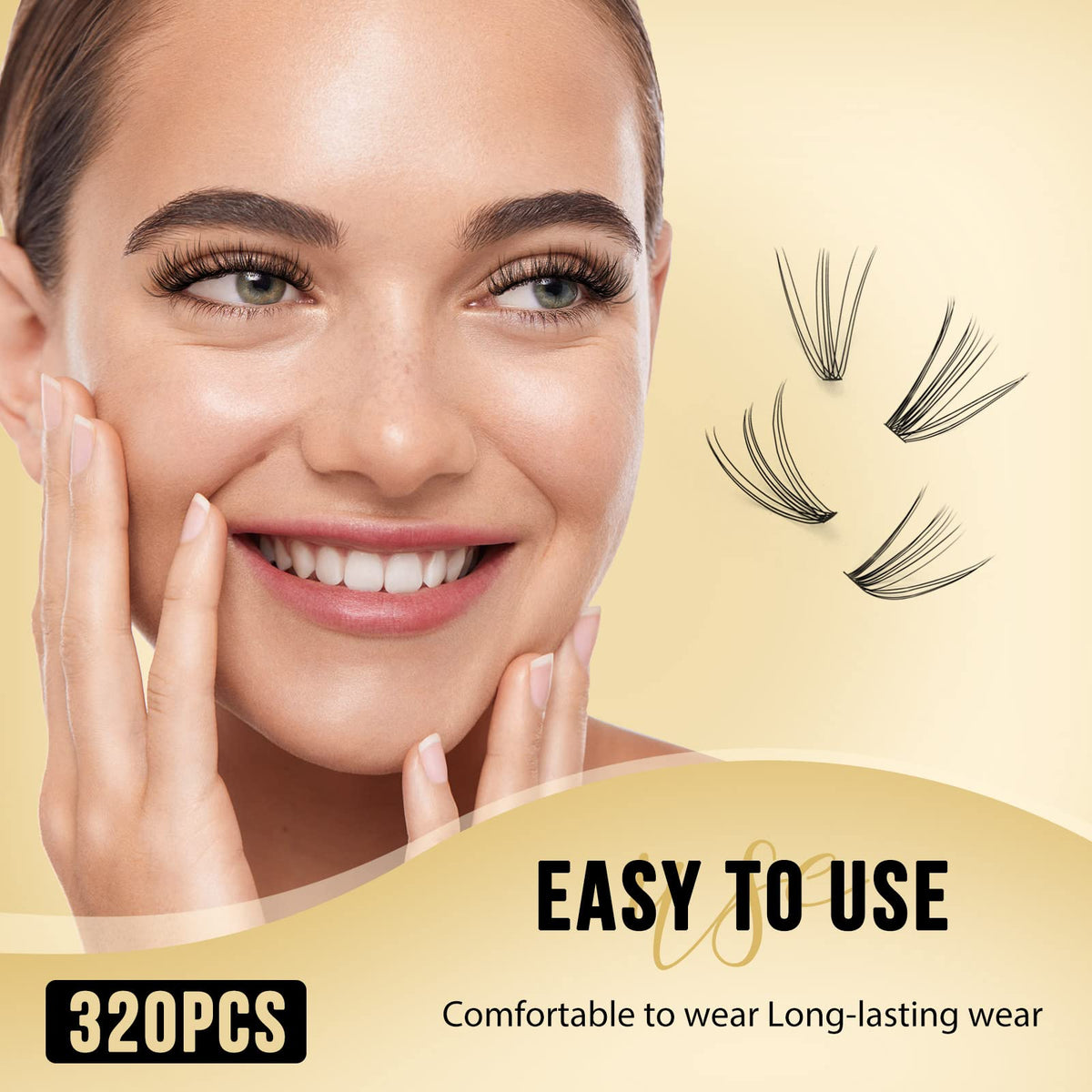 320Pcs Individual Lashes QUEWEL Cluster Lashes 10D+20D D Curl MIX12-18mm Individual Lash Extension Lash Clusters DIY Eyelash Extensions For Home Use (10D+20D D MIX12-18mm)