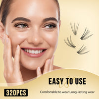320Pcs Individual Lashes QUEWEL Cluster Lashes 10D+20D D Curl MIX12-18mm Individual Lash Extension Lash Clusters DIY Eyelash Extensions For Home Use (10D+20D D MIX12-18mm)