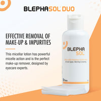 THEA PHARMA Blephasol Duo Micellar Eyelid Cleansing Lotion | Gentle, Effective Removal of Dirt & Makeup from sensitive Eyelids and Lashes | Perfume & Alcohol-Free | 3 PACK | 3 x 100 ml Bottle |300 Lint-Free Pads