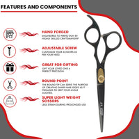 Nixcer Hair Cutting Scissors -Sharp Razor Edge Blade Hair Shears Series - 6.5" with Fine Adjustment – Stainless Steel Hair Scissors Professional for Men, Women & Babies (Black)