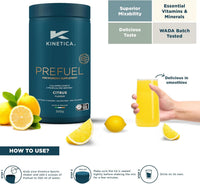 Kinetica Sports Prefuel Pre Workout -Citrus Flavour | 5.7g Amino Acids Blend,2.25g BCAA's & 92mg Caffeine/Serve, 30 Servings/300g| With Essential Vitamins, Minerals|Supports Performance & Energy Boost