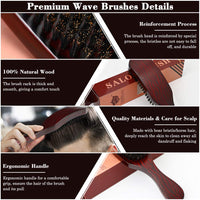 100% Boar Bristle Wave Brush Boar Bristle Hair Care Wave Brush - Brown Wave Brush