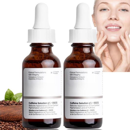 Ruojiar 2PCS Caffeine Solution 5%+EGCG Eye Serum,Resurfacing Caffeine Eye Cream,Eye Serum for Dark Circles,Caffeine Eye Serum,Eye Cream for Anti Aging,Eye Bags Removal,Face Serum for Women,Brightening Serum