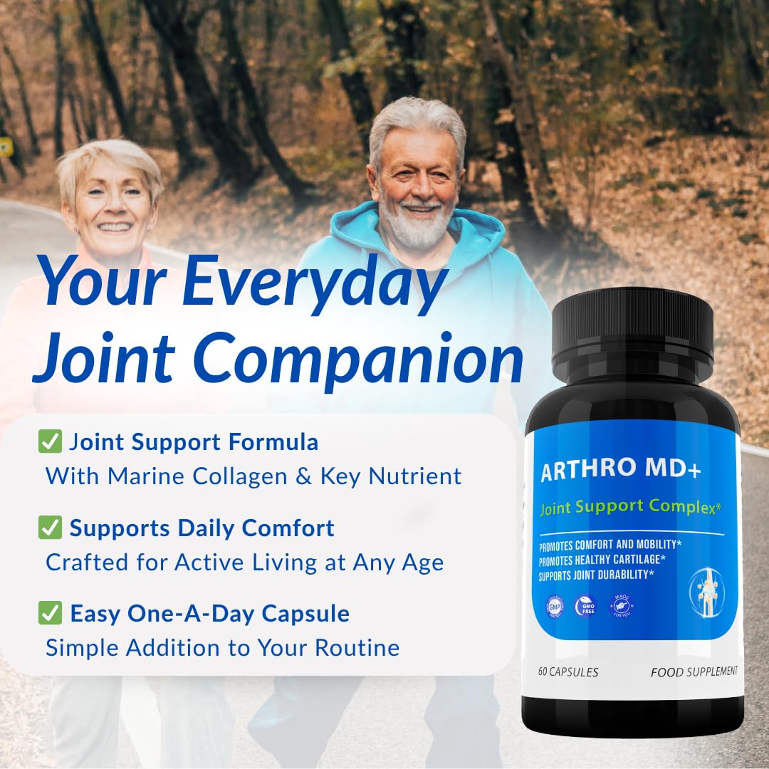 SUPPLEMENT PARADISE ARTHRO MD Plus Joint Support Complex – Marine Collagen, Vitamin C & B3 – Advanced Joint & Cartilage Support Supplement – 60 Capsules – Made in UK – 1 Month Supply