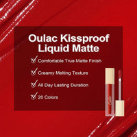 Oulac Matte Liquid Red Lipstick for Women, Long Lasting Red Highly Pigmented Creamy Matte Lip Gloss,Rich Colour Formula with Vitamin E & Rose Oil, Waterproof, Vegan & Cruelty-Free (Kiss me now M01)