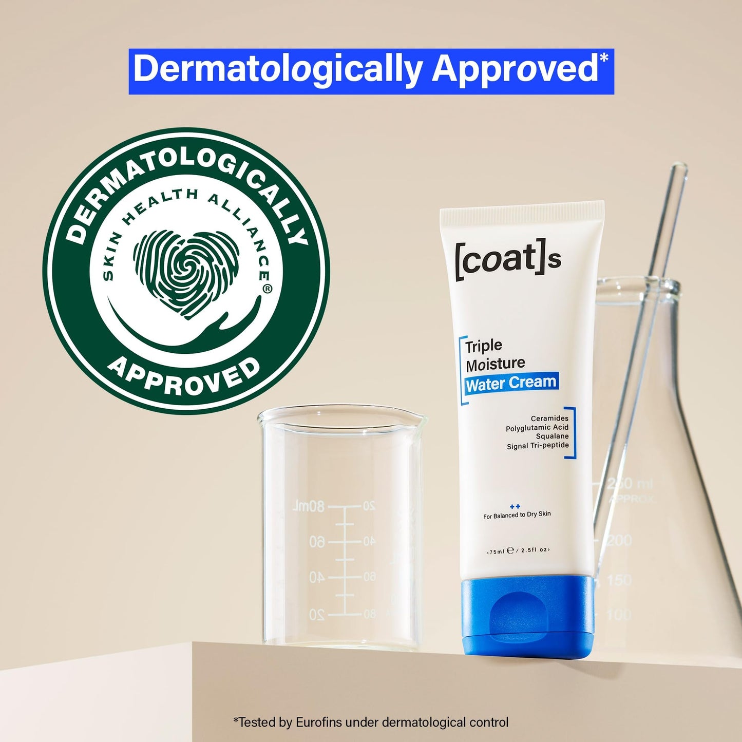 Coats Triple Moisture Water Cream – Lightweight, Oil-Free Face Moisturizer – Protects the Skin Barrier for Long-Lasting Hydration – Dermatologically Approved + Clinically Proven – 75ml