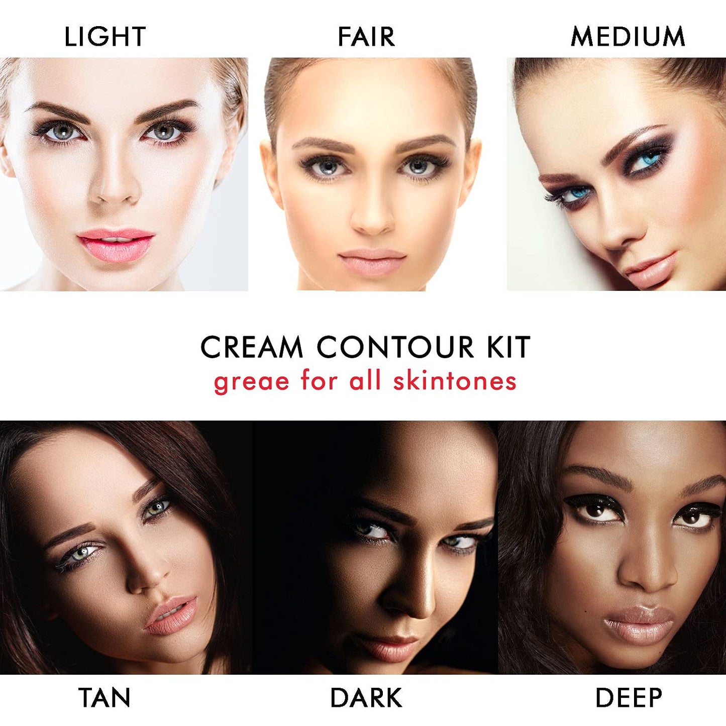 Youngfocus Cosmetics Cream Contour and Highlighting Makeup Kit - Best 8 Colors Contouring Foundation/Concealer Palette - Vegan & Cruelty Free - Step-by-Step Instructions Included