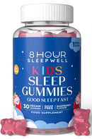8 HOUR SLEEPWELL – 30 Sugar Free Chewable Kids Sleep Gummies - Raspberry Flavour - Magnesium, L-Theanine, Vitamin B6 - Relaxation & Sleep Support for Kids 3+ - Vegan, Gluten-Free - 1 Month Supply