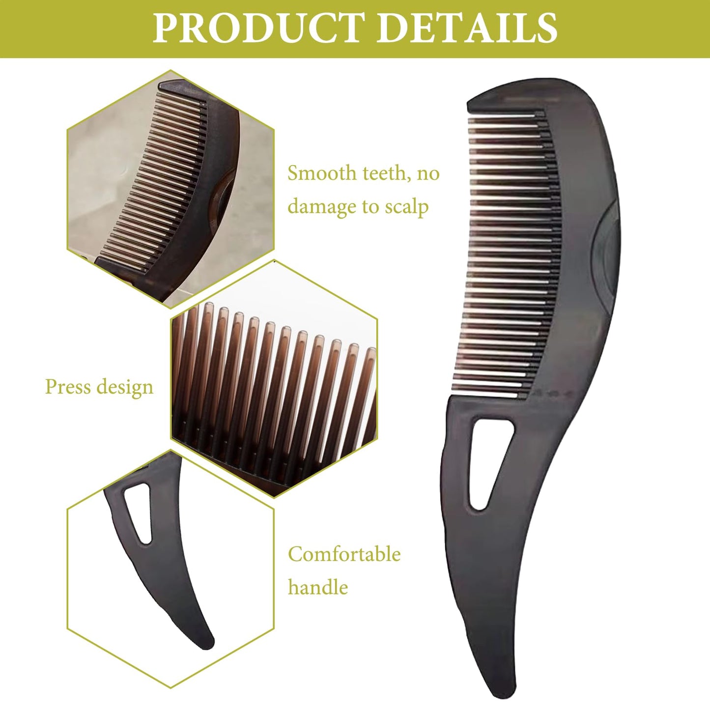 4 PCS Dandruff Comb Scalp Comb Psoriasis Comb 2 Hollow Tooth Comb with 2 Scalp Brush for Fine Hair and for Thick Hair for Removing Fleas Lice Dandruff and Tangled Hair