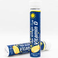 Vitamin Store Vitamin D Effervescent Tablets, 3 Packs of 20 High Strength Vitamin D Supplement - Max Strength 75ug - Lemon & Lime Flavoured Vegan Tablets To Support Bone Health & Healthy Immune System