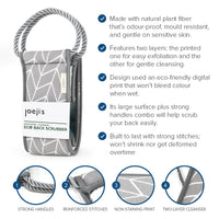 Joeji's Joejis Back Scrubber for Shower - Eco-Friendly Natural Plant Fibre Vegan Exfoliating Cleansing Loofah Strap - Double Side Bath Scrub Accessory with Handle