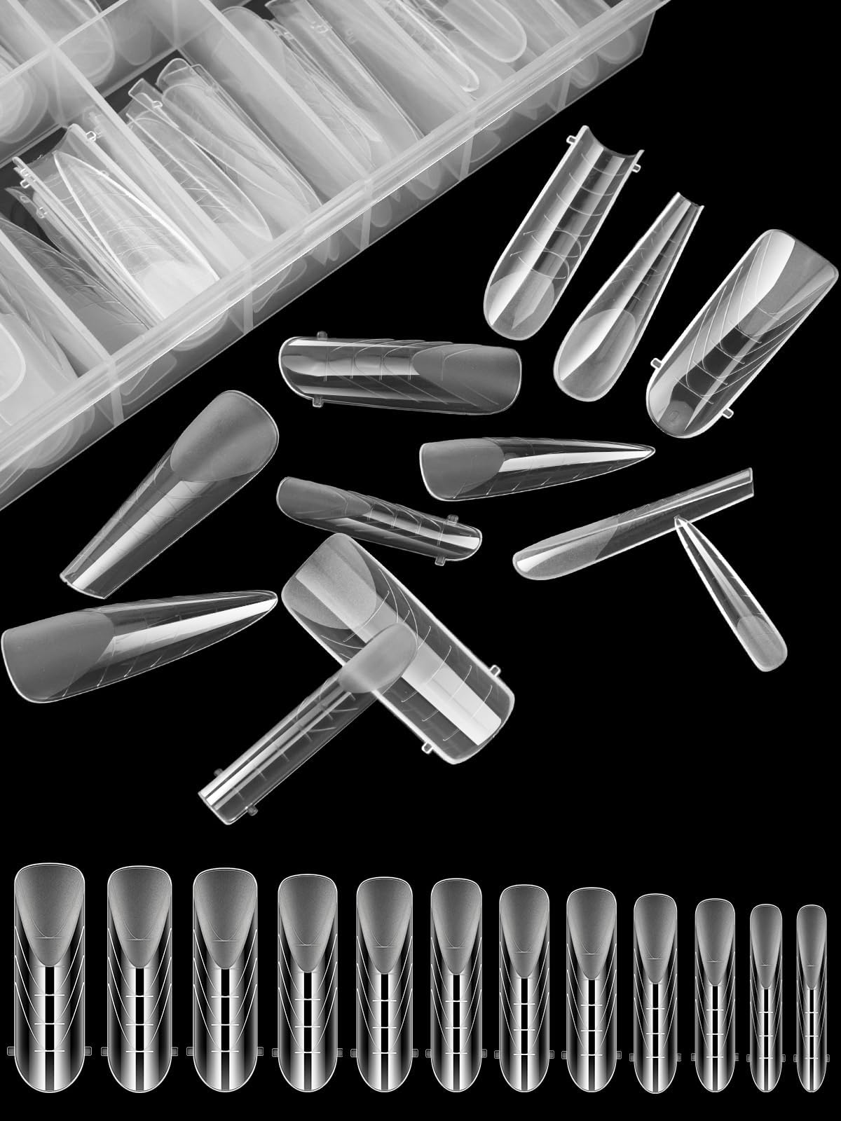 EBANKU 96PCS Clear Dual Nail Forms System Full Cover Nail Mold