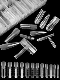 EBANKU 96PCS Clear Dual Nail Forms System Full Cover Nail Mold