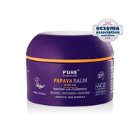 P'URE PAPAYA CARE Balm Multi-use 100g - VEGAN - Repairs Dry Skin, After Sun Treatment - Natural Ingredients with Shea Butter, Calendula, Jojoba Oils, Vitamin E & Papaya- Sensitive Skin Care Products