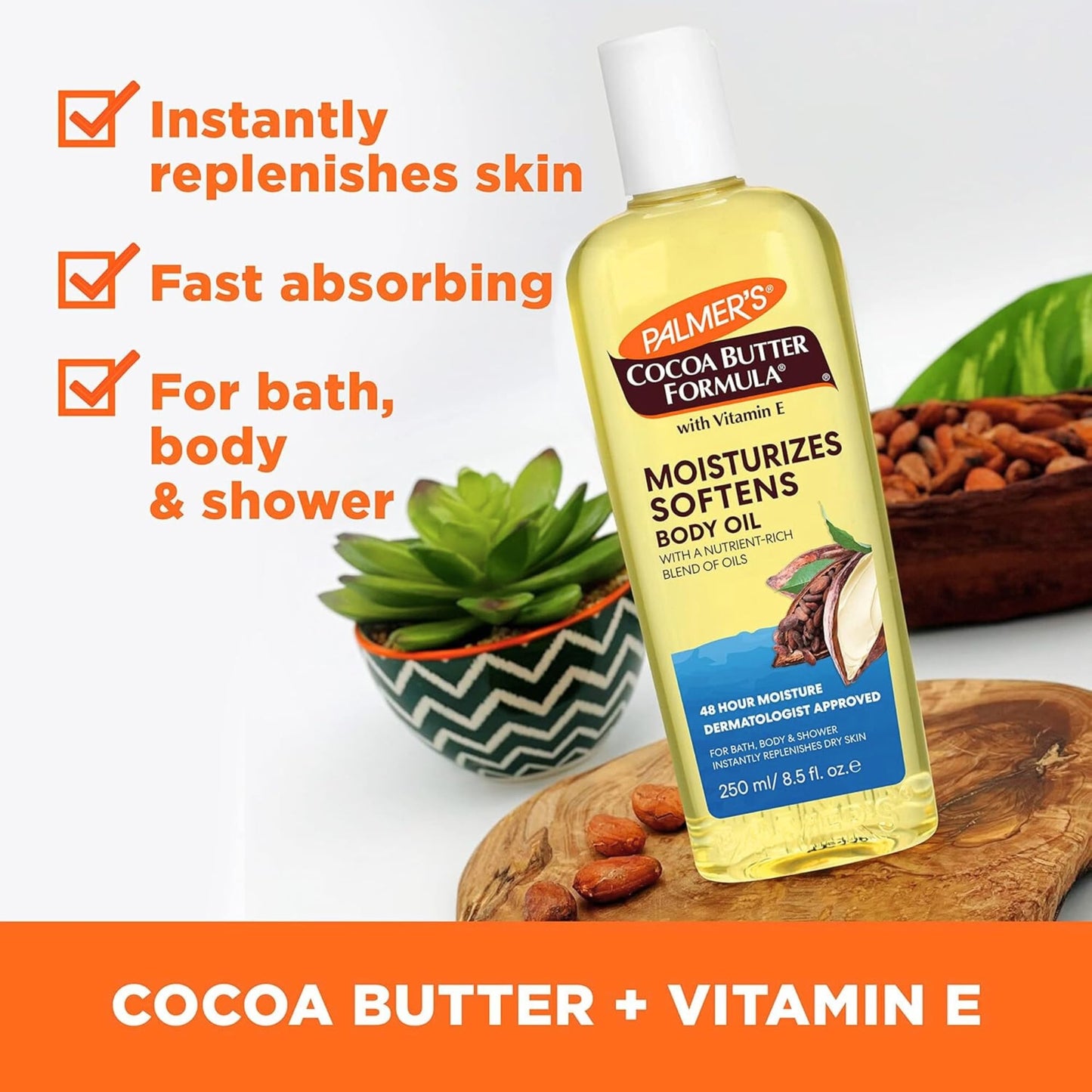 ShopEase Palmer’s Cocoa Butter Formula Moisturising Body Oil with Vitamin E 250ml – Fast-Absorbing, Non-Greasy Hydration for Dry.