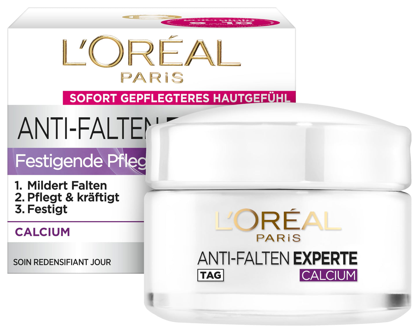 L'Oreal Paris L'Oréal Paris Moisturiser for the Face, Moisturising Anti-Ageing Day Cream with Calcium to Reduce Wrinkles, Anti-Wrinkle Expert 55+, 1 x 50 ml