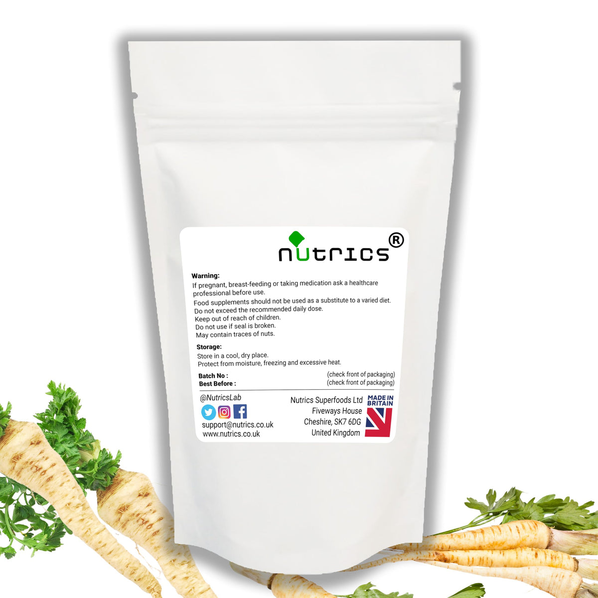 Nutrics® 500mg Parsley Root x 90 V Capsules (1 Month Supply) Suitable for Vegan Vegetarian Diet