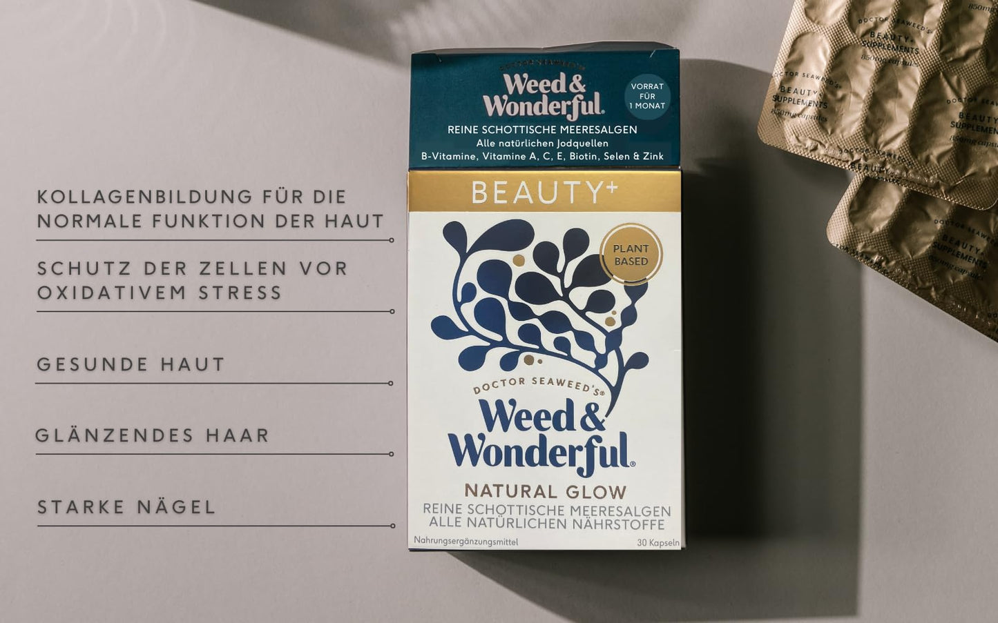 Doctor Seaweed's | Beauty+ Capsules | 1 Months Supply | Organic Scottish Seaweed with Vitamins | Nails, Skin & Hair Natural Supplement