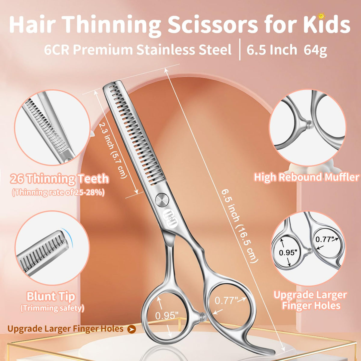 CIICII Kids Hair Cutting Scissors Shears Kit, Safe Round Tip Baby Scissors