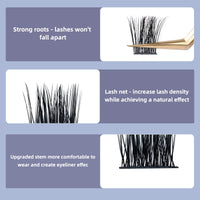 QUEWEL Cluster Lashes 72 Pcs Wide Stem Individual Lashes C/D Curl 8-16mm Length DIY Eyelash Extension False Eyelashes Soft for Personal Makeup Use at Home (Lovely02-D-14)