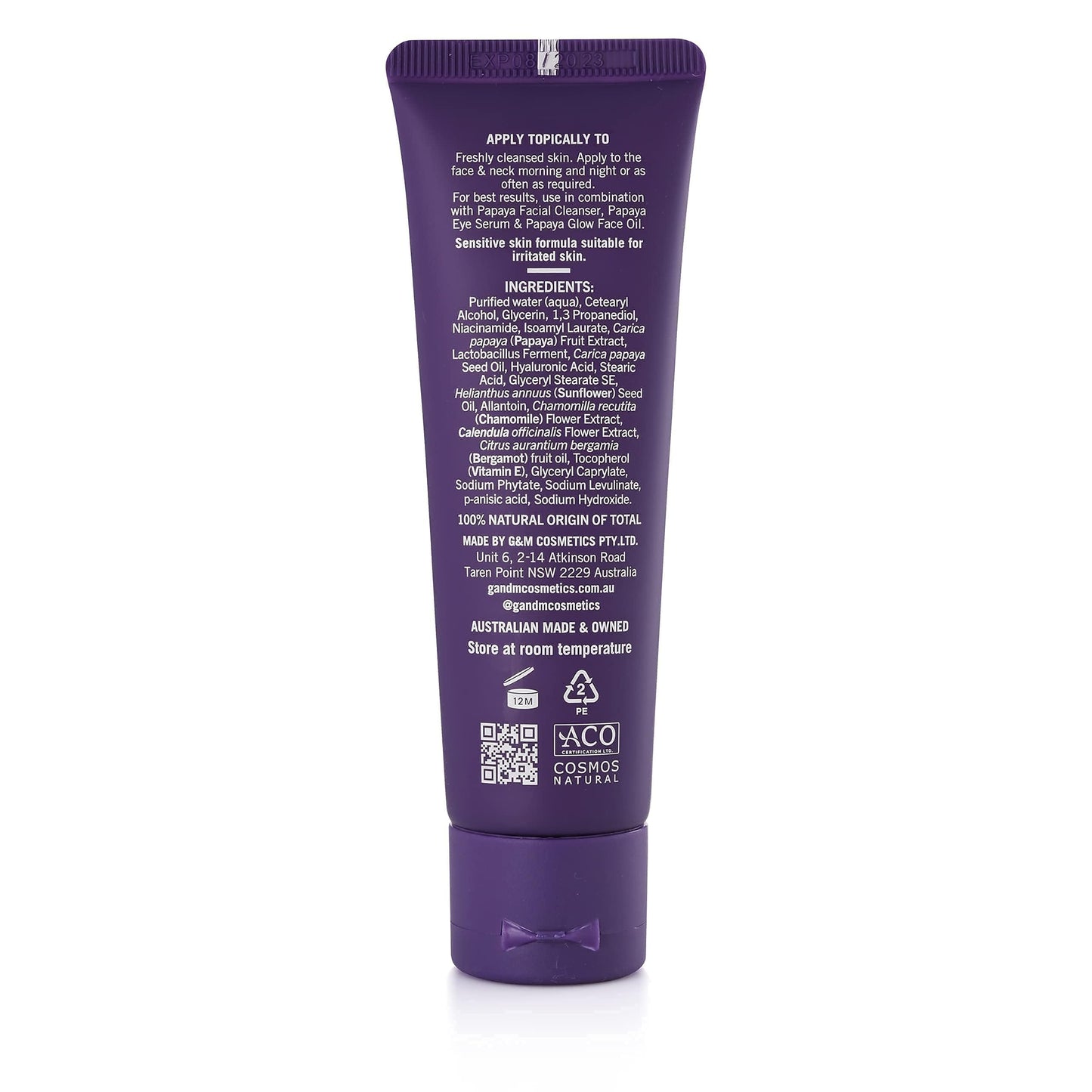 P'URE PAPAYA CARE Face Lotion & Neck Cream 50ml - Vegan Face Moisturiser - Papaya Enzymes, Bergamot, Calendula Cream, Hyaluronic Acid, Vitamin E Face Cream - Natural Facial Moisturising Lotion