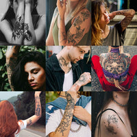rainday 8 Sheets Black Temporary Tattoo Stickers Art Stickes For Adults Women Girls Lace Feather Mandala Flower Lion Large Big Arm Tattoo Stickers Body Sticker