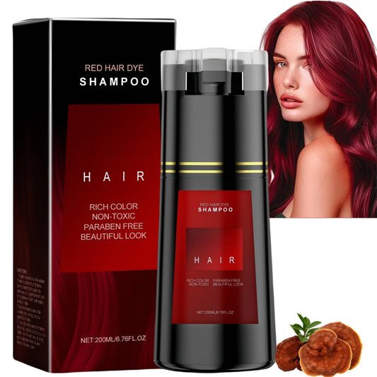 SingHao Polar Hair Dye Shampoo,3-In-1 Sham/poo for Color Treated H/air,Ha/ir Colour Sha/mpoo for Grey Hai/r Coverage,Home Hair D/ye Pu/re Plant Extract,Ha/ir Care Instant Dye Sh/ampoo,Anti Grey Shampoo(Red)