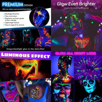 SHEBEEDO 6PCS Glow Under Black Light Neon Face Paint, Vibrant Neon Party Accessories for Adults, Festival Face Paint That Glows in the Dark, High - Quality Body Paint