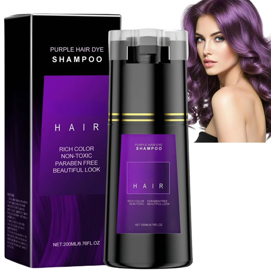 SingHao Polar Hair Dye Shampoo,3-In-1 Sha/mpoo for Color Treated Ha/ir,Instant D/ye Sham/poo,H/air Colour S/hampoo for Women Grey Ha/ir Coverage,Home Hair Dy/e Pu/re Plant Extract,Anti Grey Shampoo(Purple)