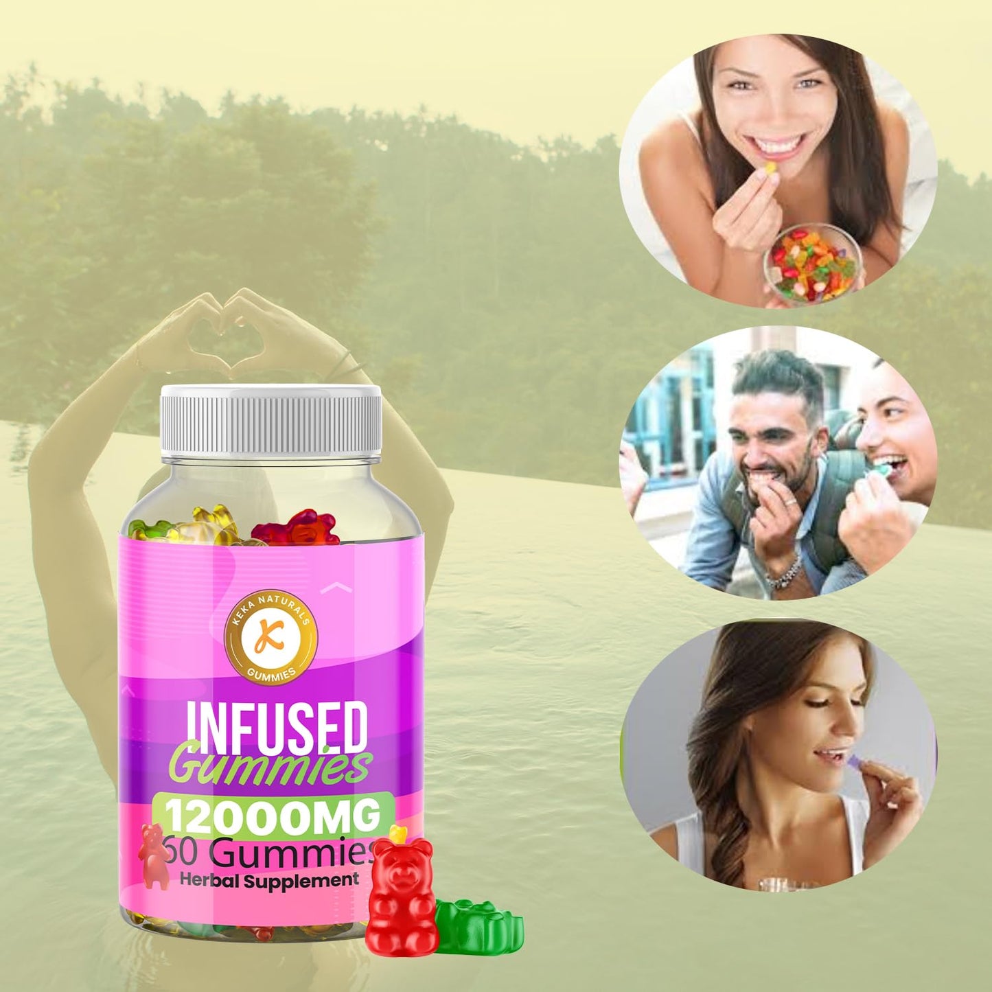 Keka Naturals Premium Gummies | 12000mg | 60 Gummies | Max Strength | Made in UK