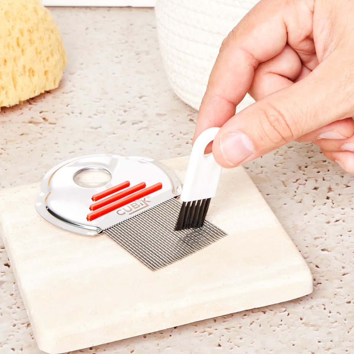 Cubik Stainless Steel Lice and Nits Comb with Magnifying Glass and Brush - Complete Kit 3 in 1 - 100% Natural Lice and Nits Removal - Gentle Treatment - Ideal for the Whole Family