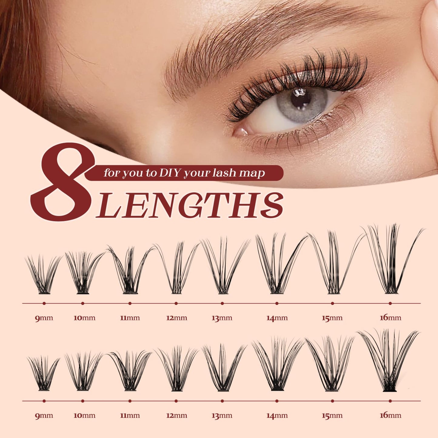 Higu clace 320PCS Lash Clusters D Curl 30D+40D 0.07mm 9-16mm DIY Individual Lashes Cluster Wispy Lash Clusters Matte Black Natural Look DIY Eyelashes at Home (30D+40D-0.07D-9-16MIX)